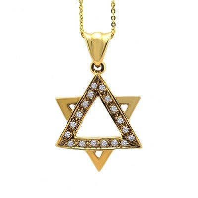 14KT Yellow Gold Diamond Star Of David Pendant for wholesale by NYMAN JEWELERS