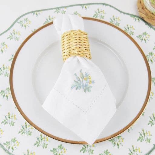 8 Oak Lane - Wholesale Dinner & Cloth Napkin - Garden Bud Embroidered Dinner Napkin Set2