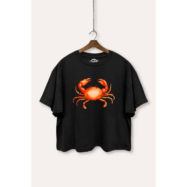 Red Sea Crab Coastal Graphic Boxy Crop Top for wholesale by PINK NABI