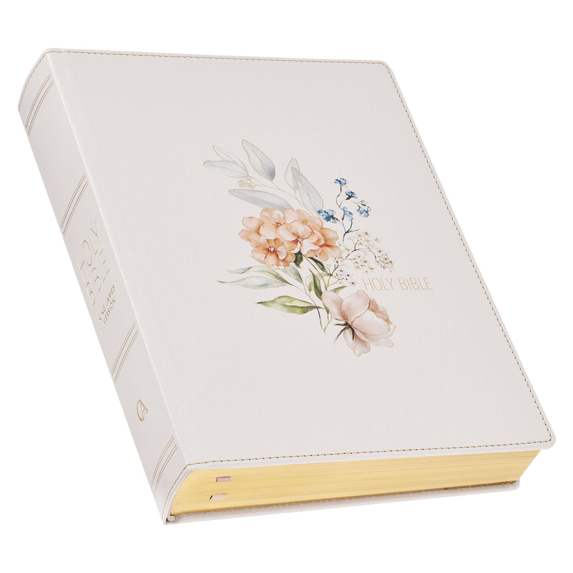 Christian Art Gifts - Vente Livre à exposer - Bible de prise de notes KJV LP en similicuir HC, blanc à motif floral1
