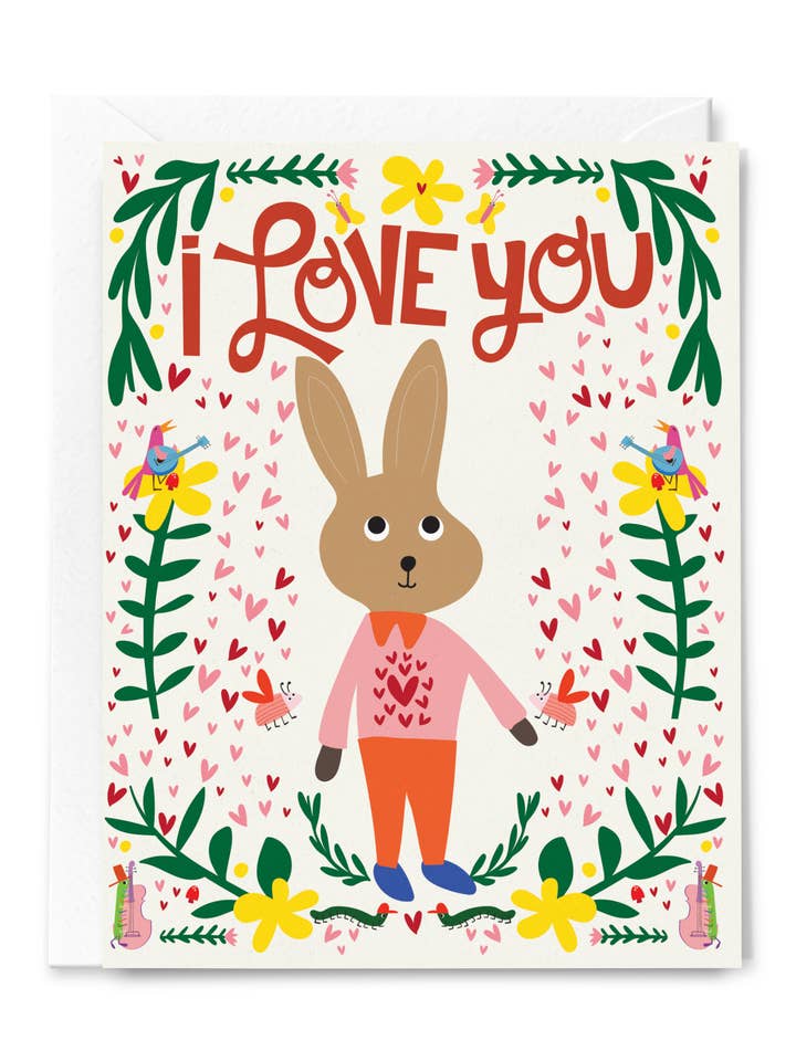 I Love You Friendship Bunny Greeting Card for wholesale by Happy Just Happy