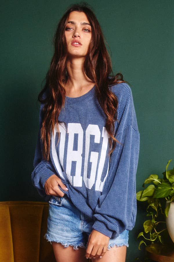 BUCKETLIST INC - Wholesale Graphic Sweatshirt - Women's - T1770C  Georgia Comfy Oversize Graphic Sweatshirt, Gameday20