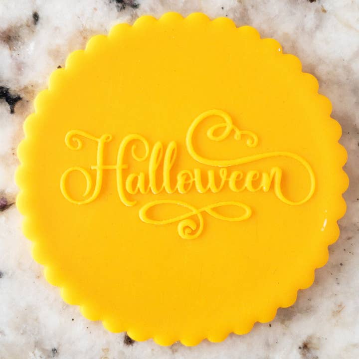 Halloween Text POPup Embosser Cookie Biscuit Stamp Halloween for wholesale by Cut Bake Stamp