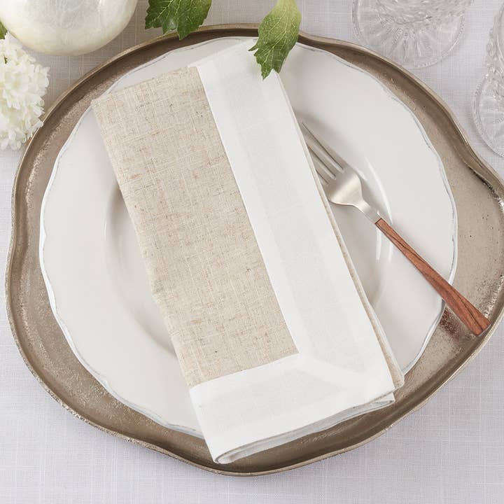 Natural-White Two Tone 20" Dinner Napkin for wholesale by Fennco Styles