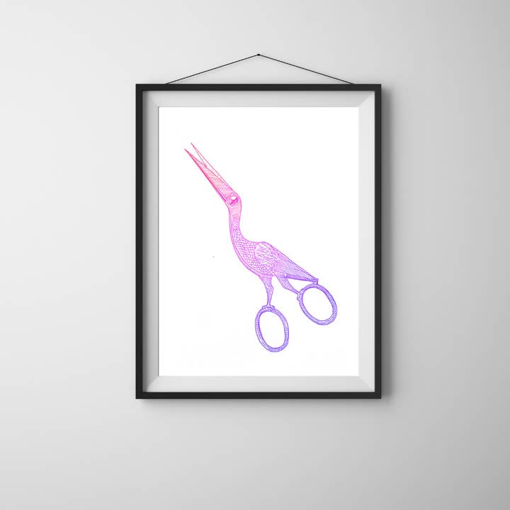 Ciseaux à broder Print pour la vente par Julie Annette Studios