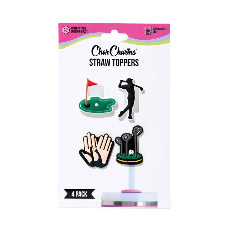 Golf-Strohhalmaufsätze (4er-Pack) für den Großhandel von CharCharms