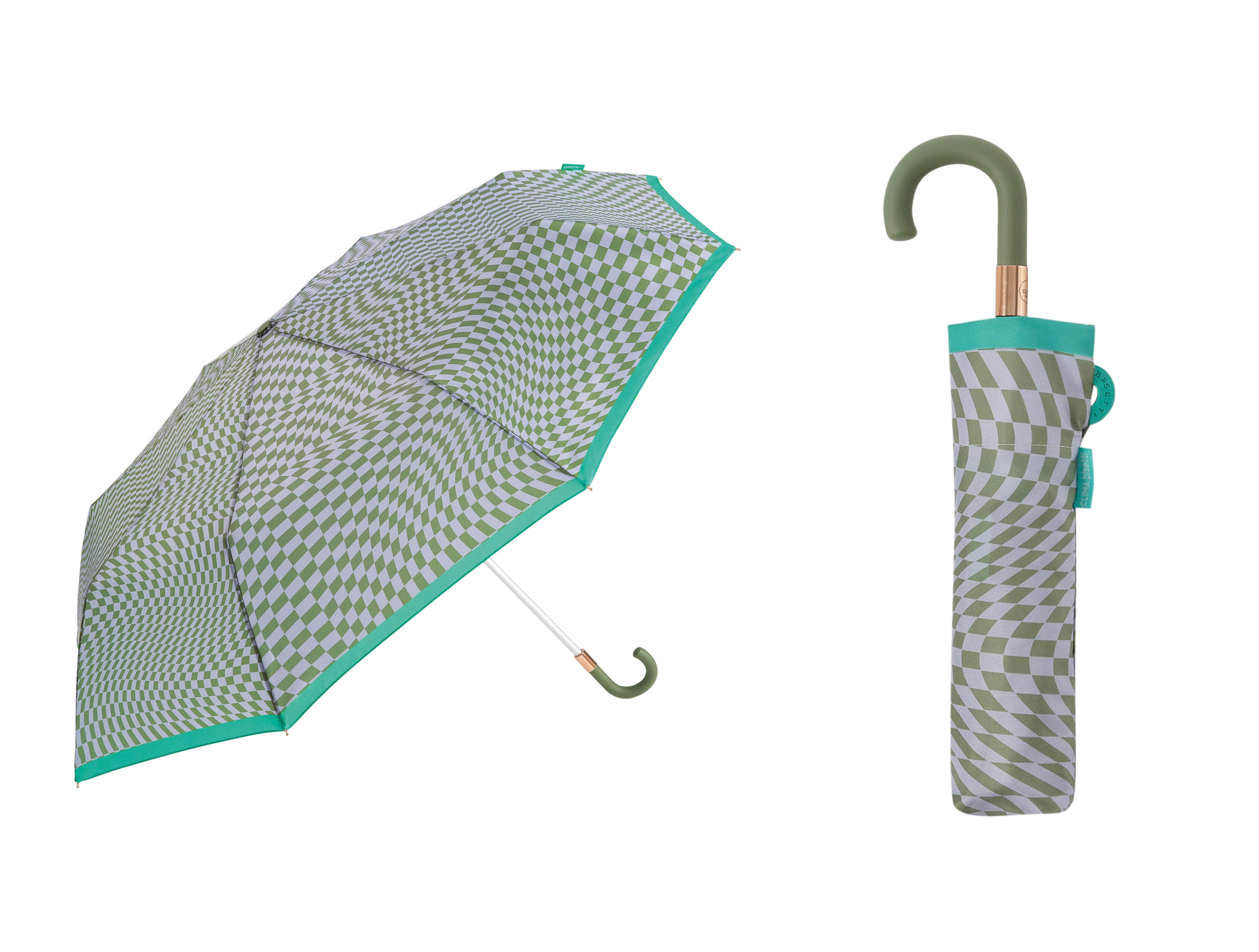 Mkr International – wholesale Paraply - Dam – Paraply Böjd Handtag "Checkered" | Vindbeständig | Återvunnen T.3