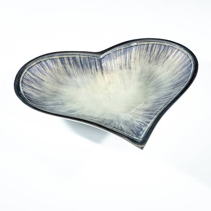 Brushed Silver Heart Dish Large 25 cm for wholesale by Tilnar Art