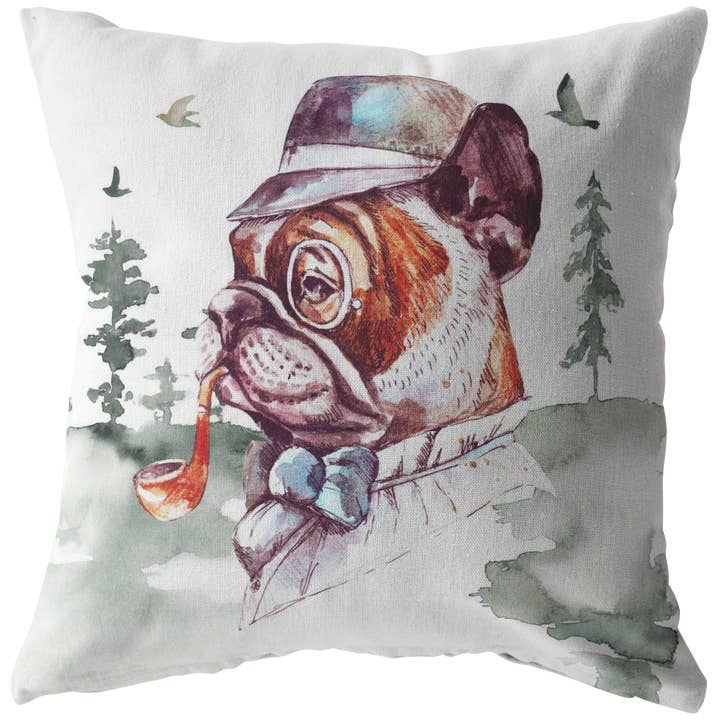 Frenchie Pillow | French Bulldog Throw Cushion | Vintage Art Decor for wholesale by The Creative Pioneer