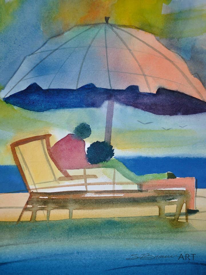 Beach Time Watercolor Print for wholesale by SBrownART