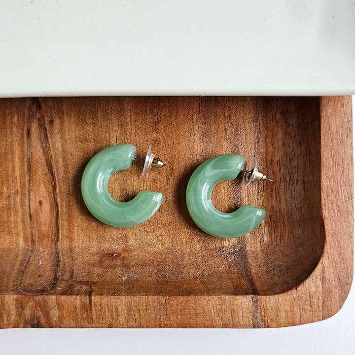Chloe Hoops - Sage // Jewelry, Earrings, Fall for wholesale by Spiffy & Splendid