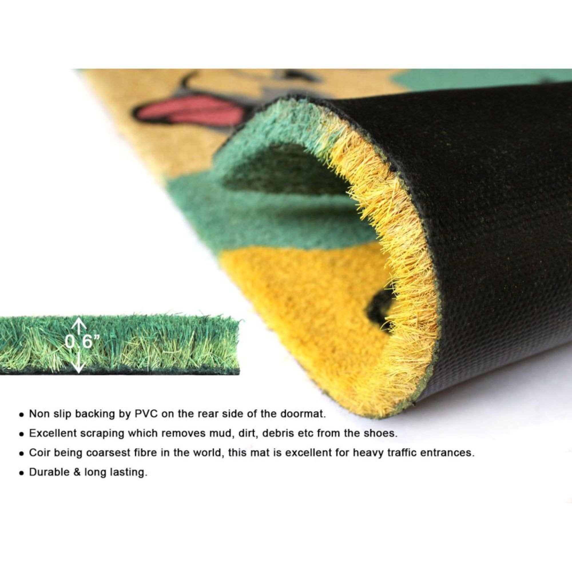 RugSmith – wholesale Door mat – RugSmith Gray Woof Dog Coir Doormat, 18" x 30"3