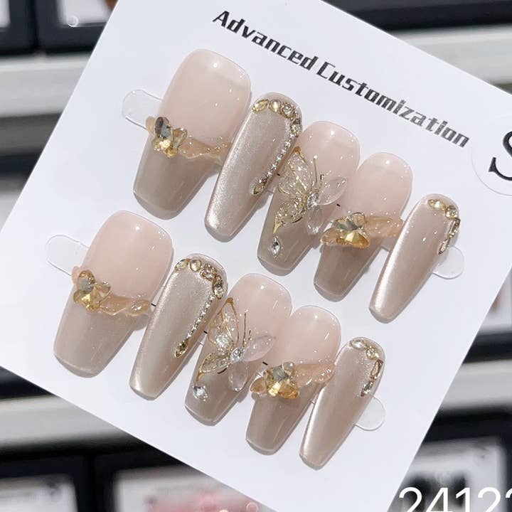 hand made Press on Nails 241210 for wholesale by foamboxnail