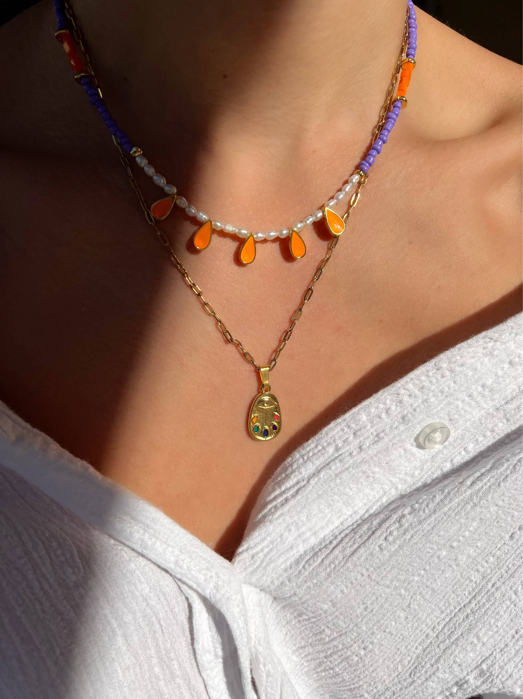 Christina Christi – wholesale Pendant/charm necklace – Everyday Gold Evil Eye Necklace, Long Evil Eye Pendant3