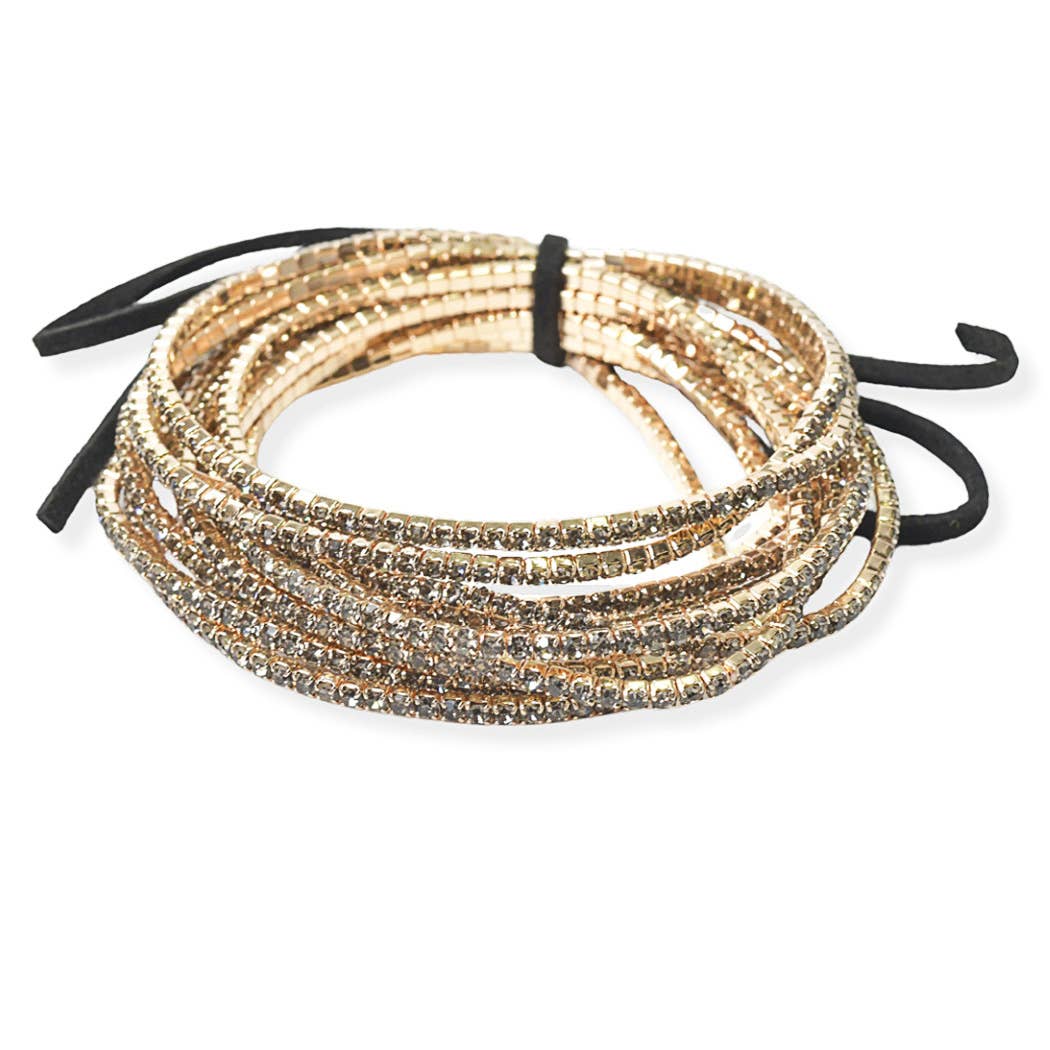 SOPHIA WHOLESALE - Wholesale Jewelry Set - Pave rhinestone multi layered stretch bracelet set11