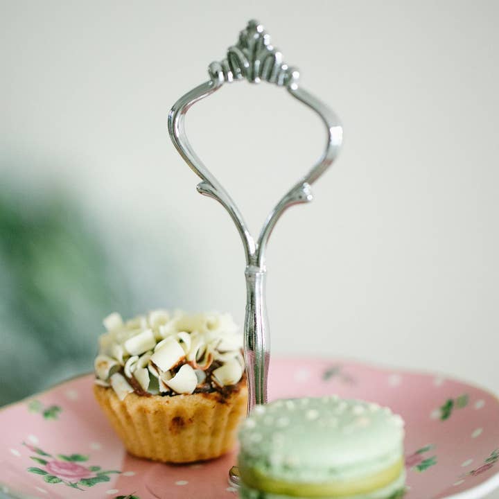 Brew To A Tea - Wholesale Cake Stand - BTat Pink 12" 3-Tier Porcelain Dessert Stand4