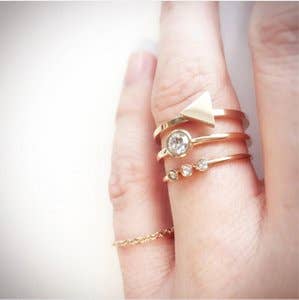Charmin's Ringen - Wholesale Single Stone/Solitaire Ring - R489 Stylish Bright Gold Steel1