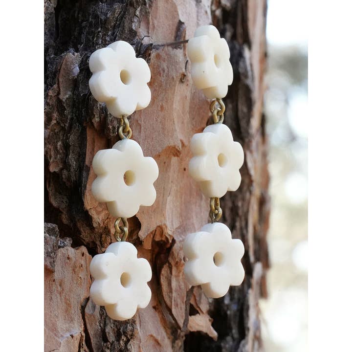 Daisy Drop Earrings White for wholesale on Faire