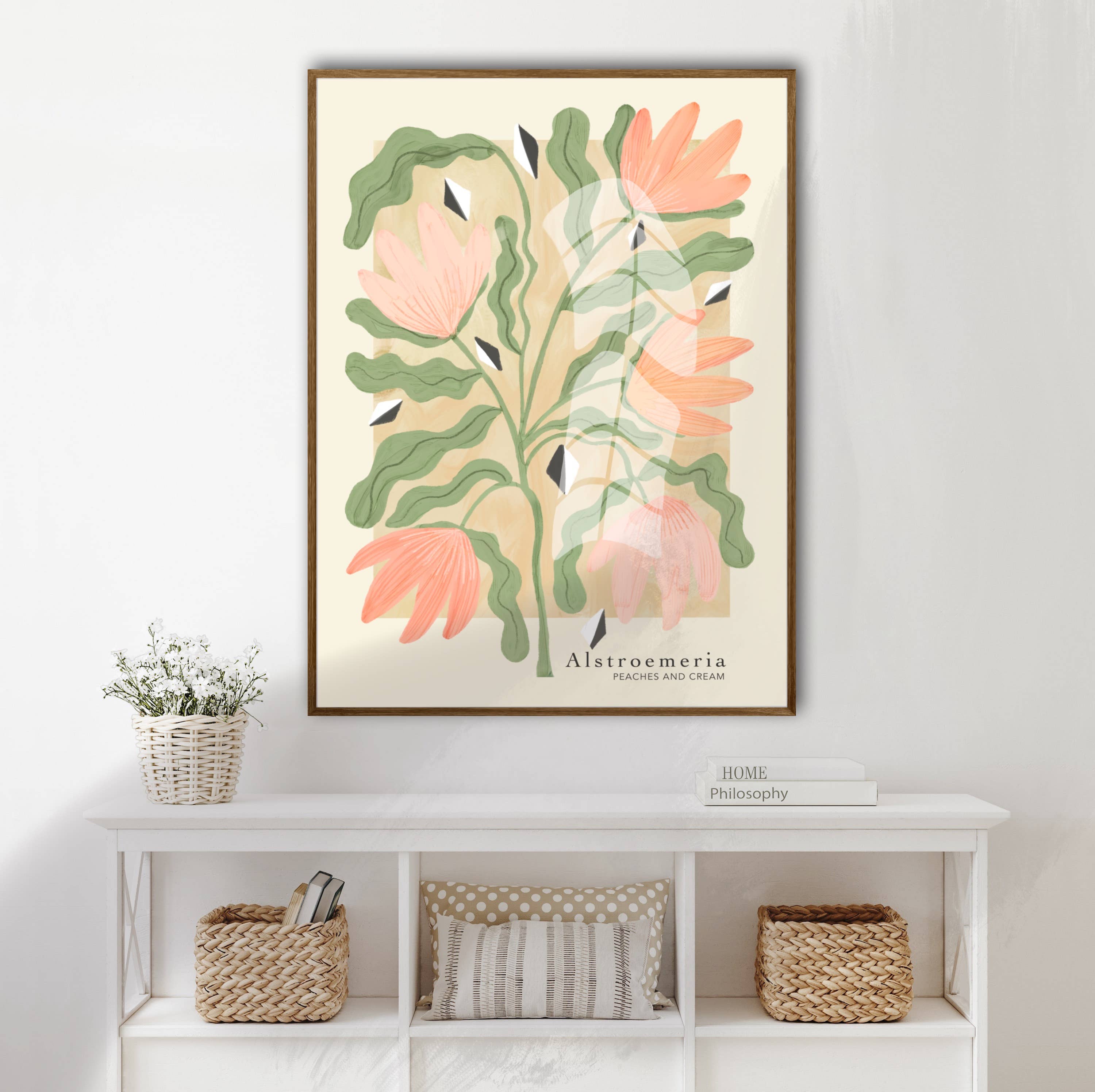 Kate Fox Design - Wholesale Art Print - Lily Flower Art Print, Neutral Print, Hand Drawn, Quirky (Co1