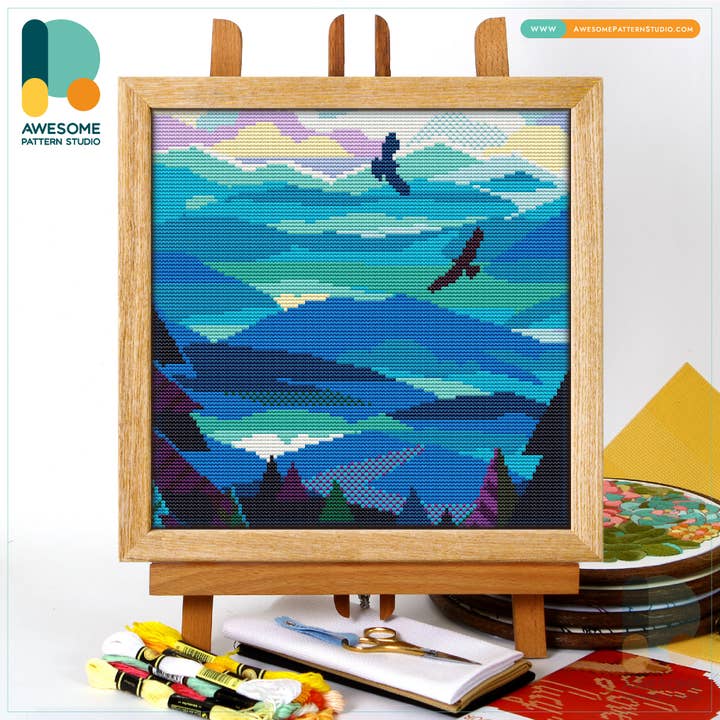 CS657-1 Blue Ridge Mountains, Counted Cross Stitch Kit for wholesale by Awesome Pattern Studio