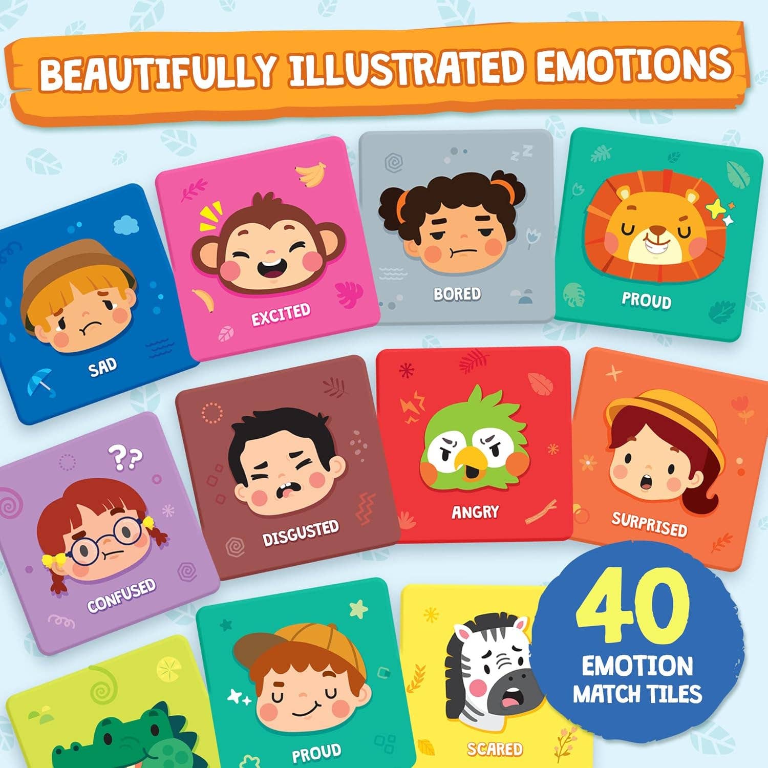 ThinkPsych - Wholesale Learning Cards - Kids & Baby - Find & Match - Feelings Safari1