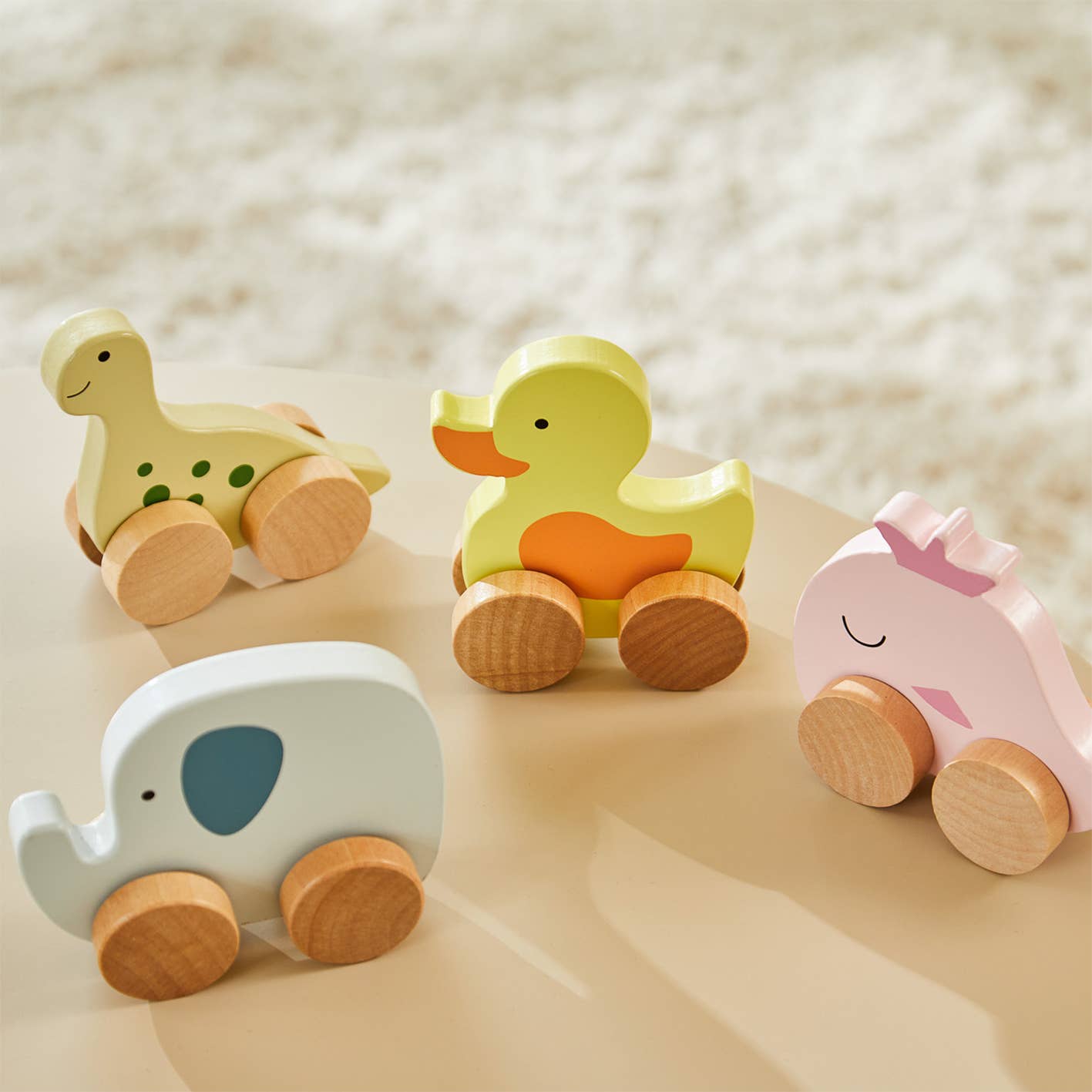 Barbo Toys - Venta al por mayor Juguete de madera - Niños - Animal de madera sobre ruedas - Pato2