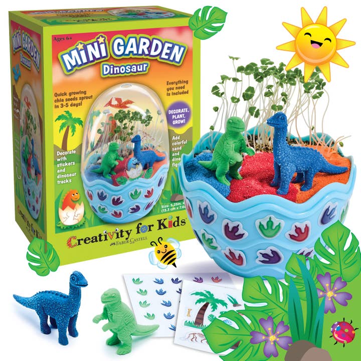 Faber-Castell / Creativity for Kids - Wholesale DIY Craft Kit - Kids - Grow a Mini Garden – Dinosaur - DIY Craft Kit for Kids