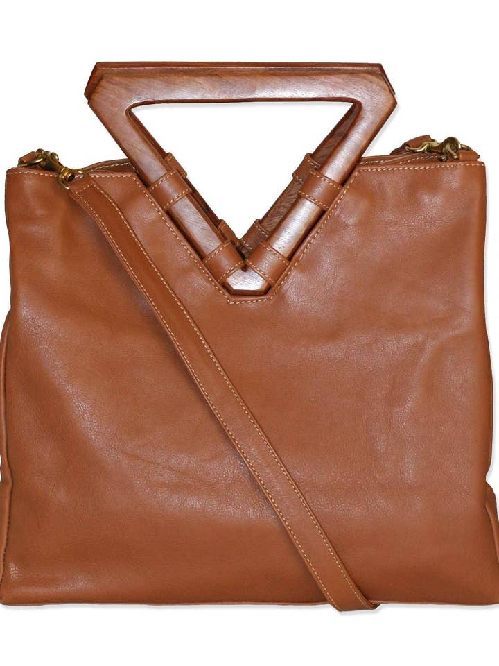 Triangle Tote (Cognac) for wholesale by Mei vintage