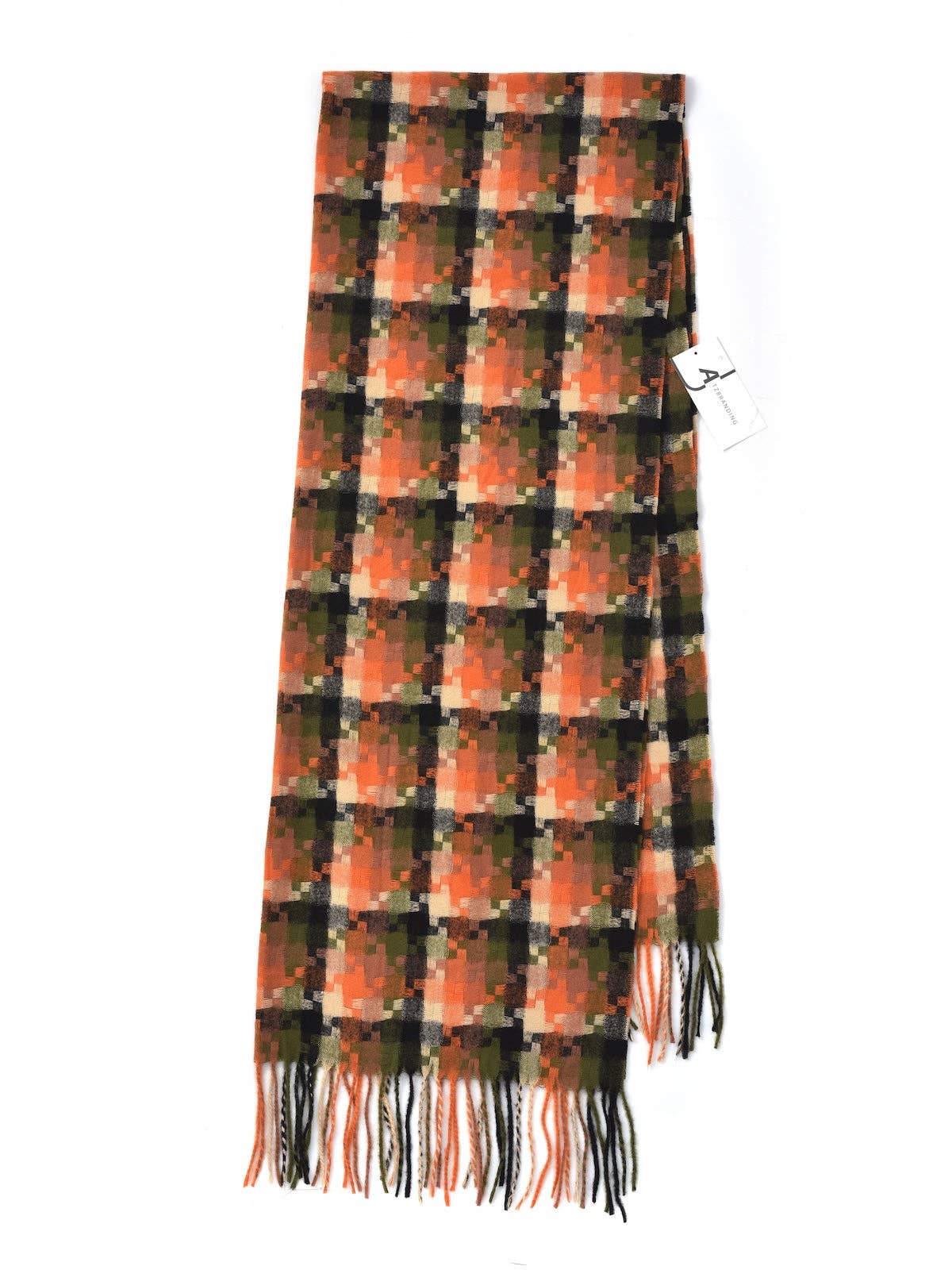 Funkyrel® Atzbranding Limited - Wholesale Sjaal - Dames - Scarvii – Pixel Ruitjes Sjaal met Franjes8