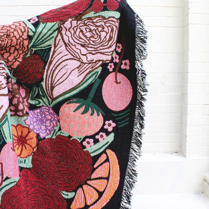 Calhoun & Co. - Wholesale Throw Blanket - Fruity Floral Tapestry Blanket 6