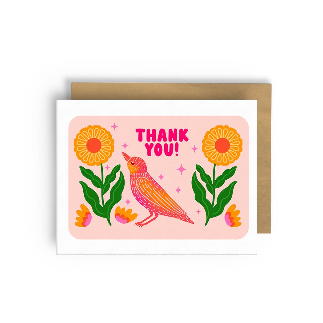 Squidly Designs - Wholesale Thank You Card - Thank You Bird Greeting Card