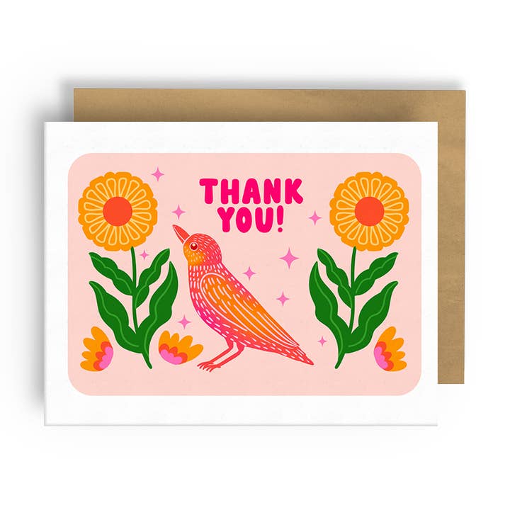 Squidly Designs - Wholesale Thank You Card - Thank You Bird Greeting Card0