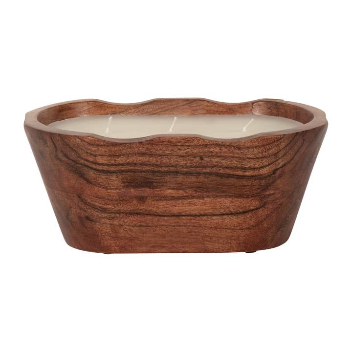 Brown 8 in. 16 Oz Vanilla Oval Wooden Bowl Candle for wholesale by Sagebrook Home