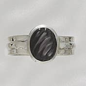 Midnight Stroll Black MOP & Sterling Silver Wave Ring for wholesale by Tiger Mountain Jewelry