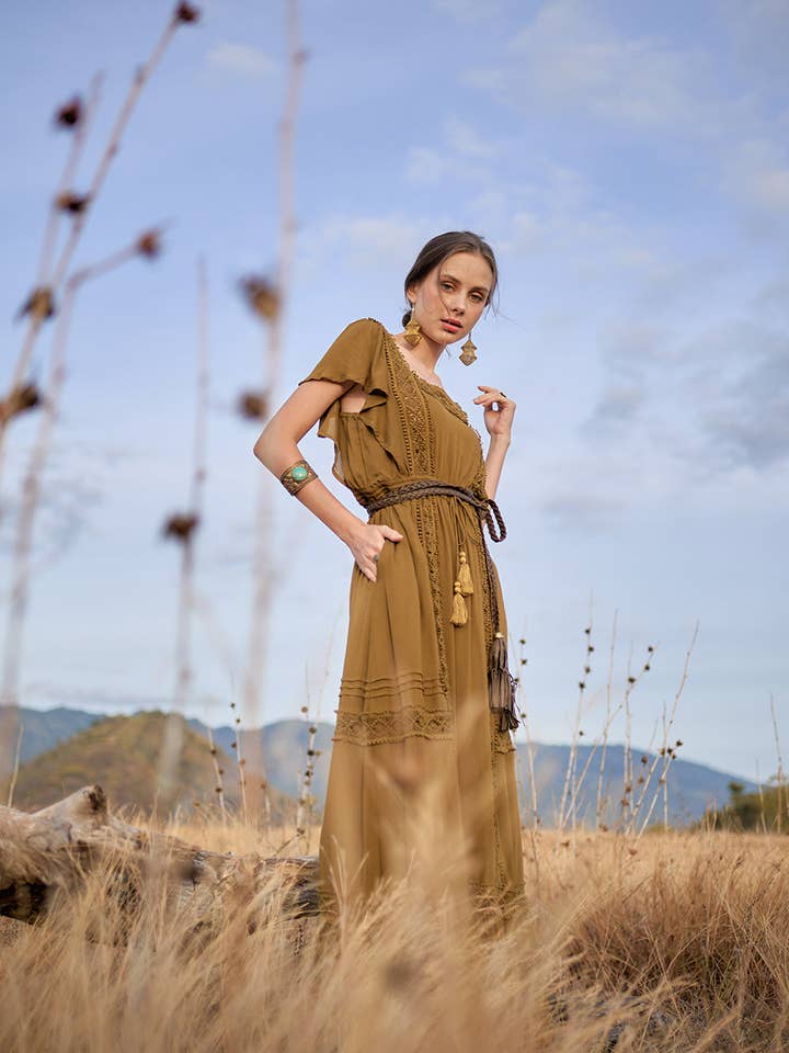 Rosalie Dress - Moss for wholesale by Tulle and Batiste