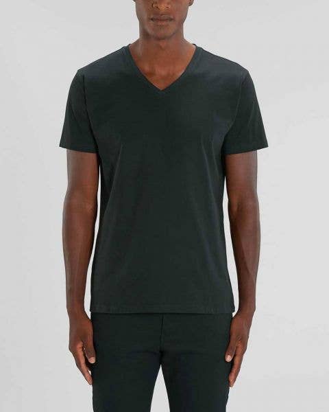 negro Escote en V | Camiseta para hombre en negro | algodón orgánico de venta al por mayor en Faire2