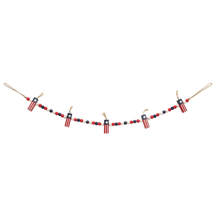 Wooden Beaded Firecracker Garland for wholesale by The Hearthside Collection