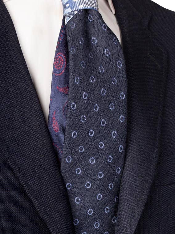 Blue Tie with Light Blue Pattern and Light Blue White Floral Contrast Knot N2834 for wholesale by Graffeo Cravatte