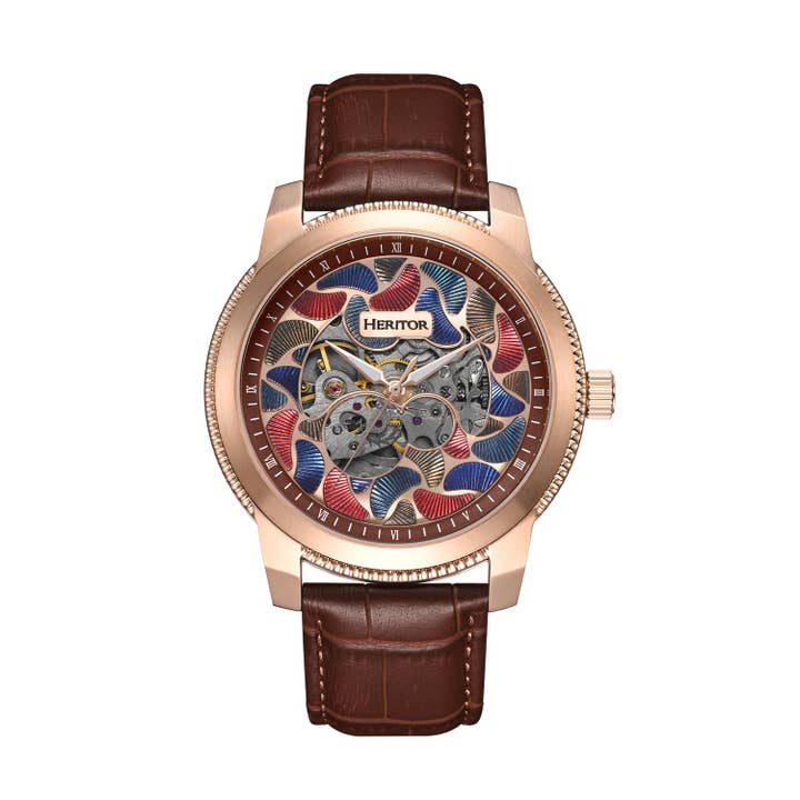 Heritor Automatic - Wholesale Wrist watch – Men's - Heritor Automatic Emmanuel Semi-Skeleton Leather-Band Watch6