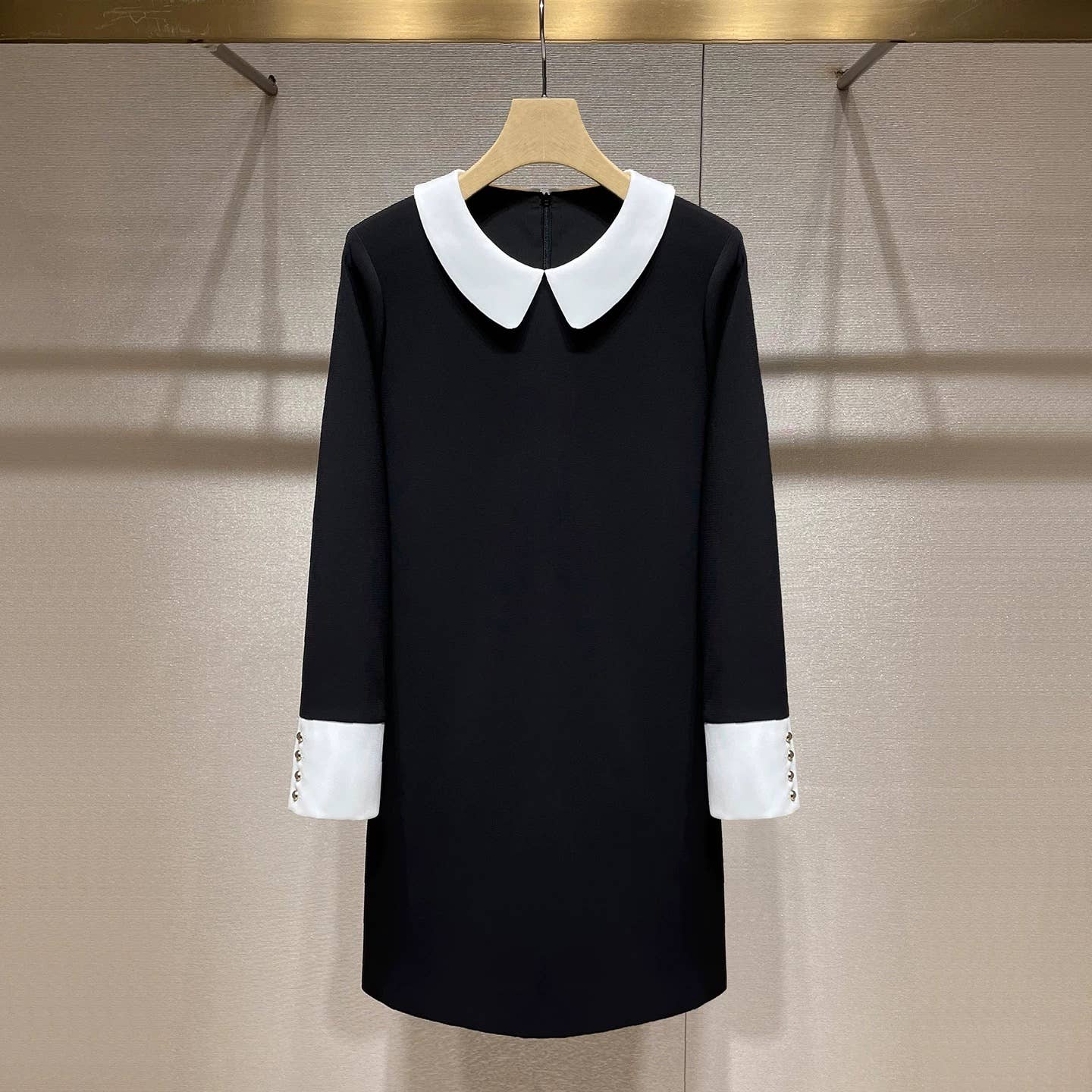 Sort DR855Y Efterårskontrastkrave Figursyet Sort Kjole til Kvinder for engroshandel på Faire0