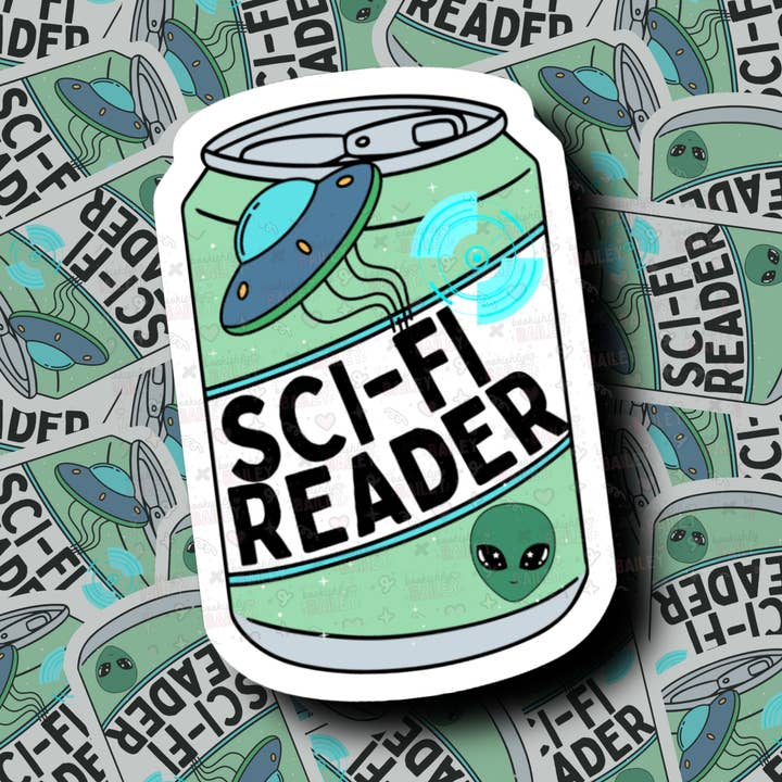 Sci-Fi Reader - Sticker for wholesale by Bookishly Bailey