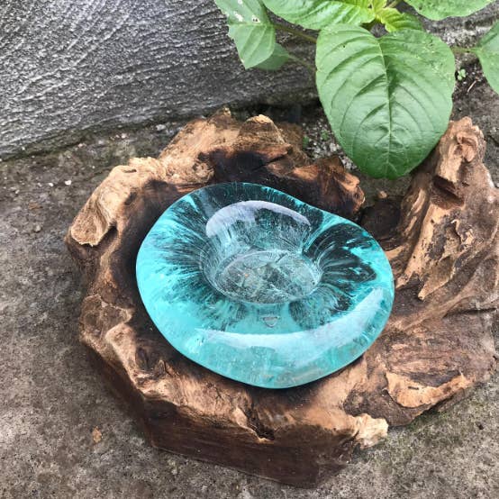 Ancient Wisdom - Vente Bougeoirs - Verre fondu sur bois - Bougeoir1