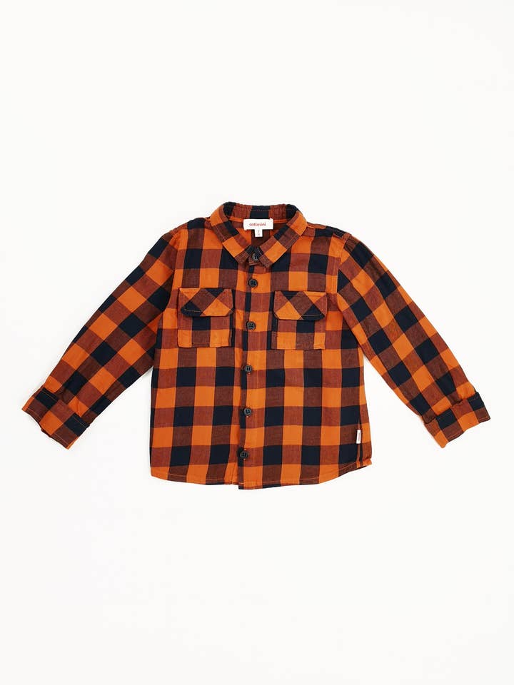 Catimini orange plaid skjorte for engroshandel hos Mademoiselle Bébé