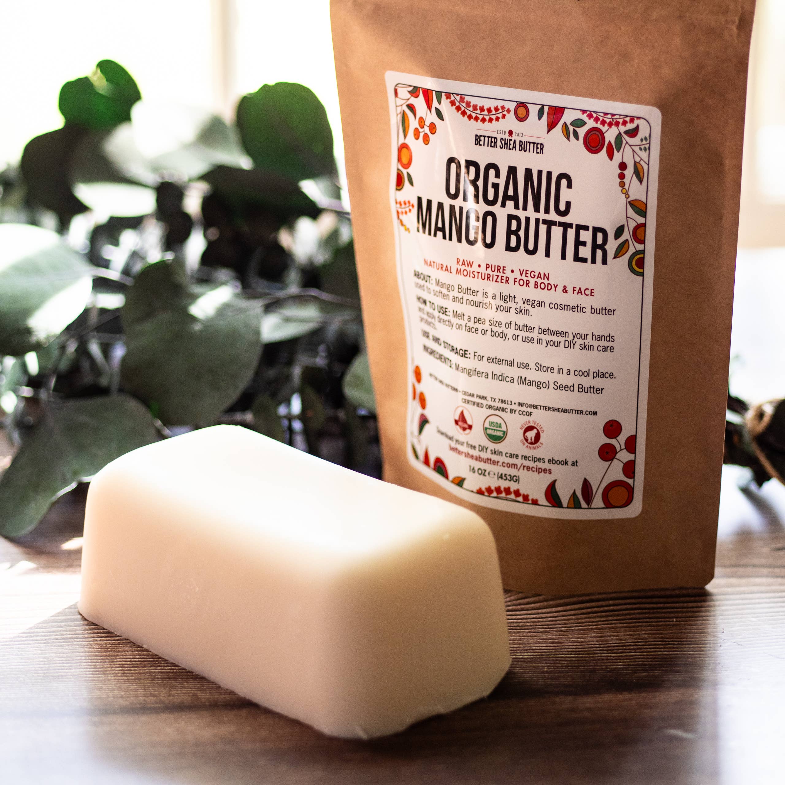 Better Shea Butter - Wholesale Hand & Body Lotion - Organic Mango Butter - 1 lb Block1