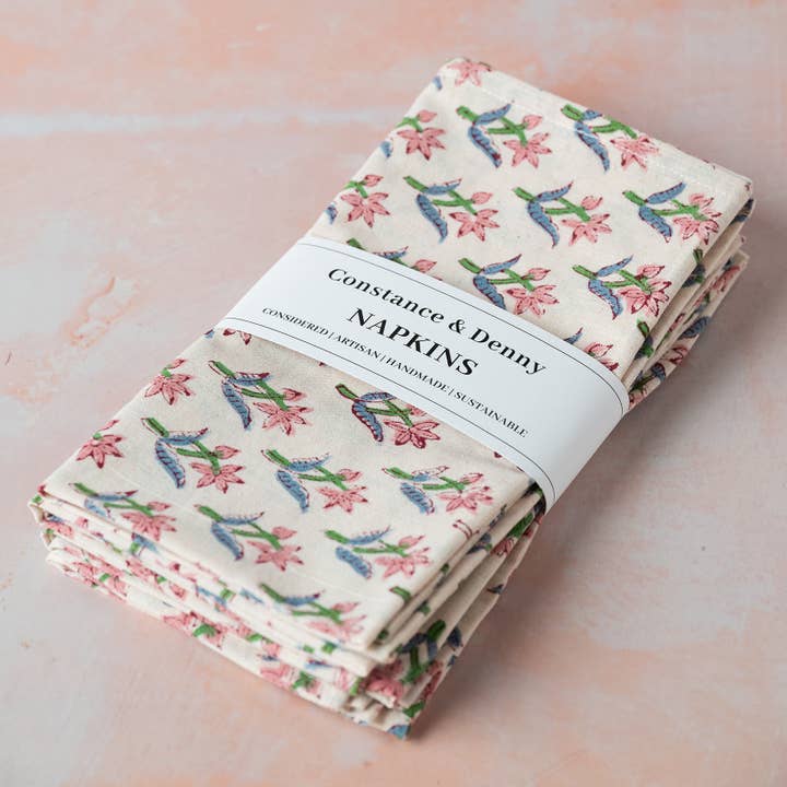 NEW BOTANICAL TABLE MEADOW set of 4 cotton napkins for wholesale by Constance & Denny