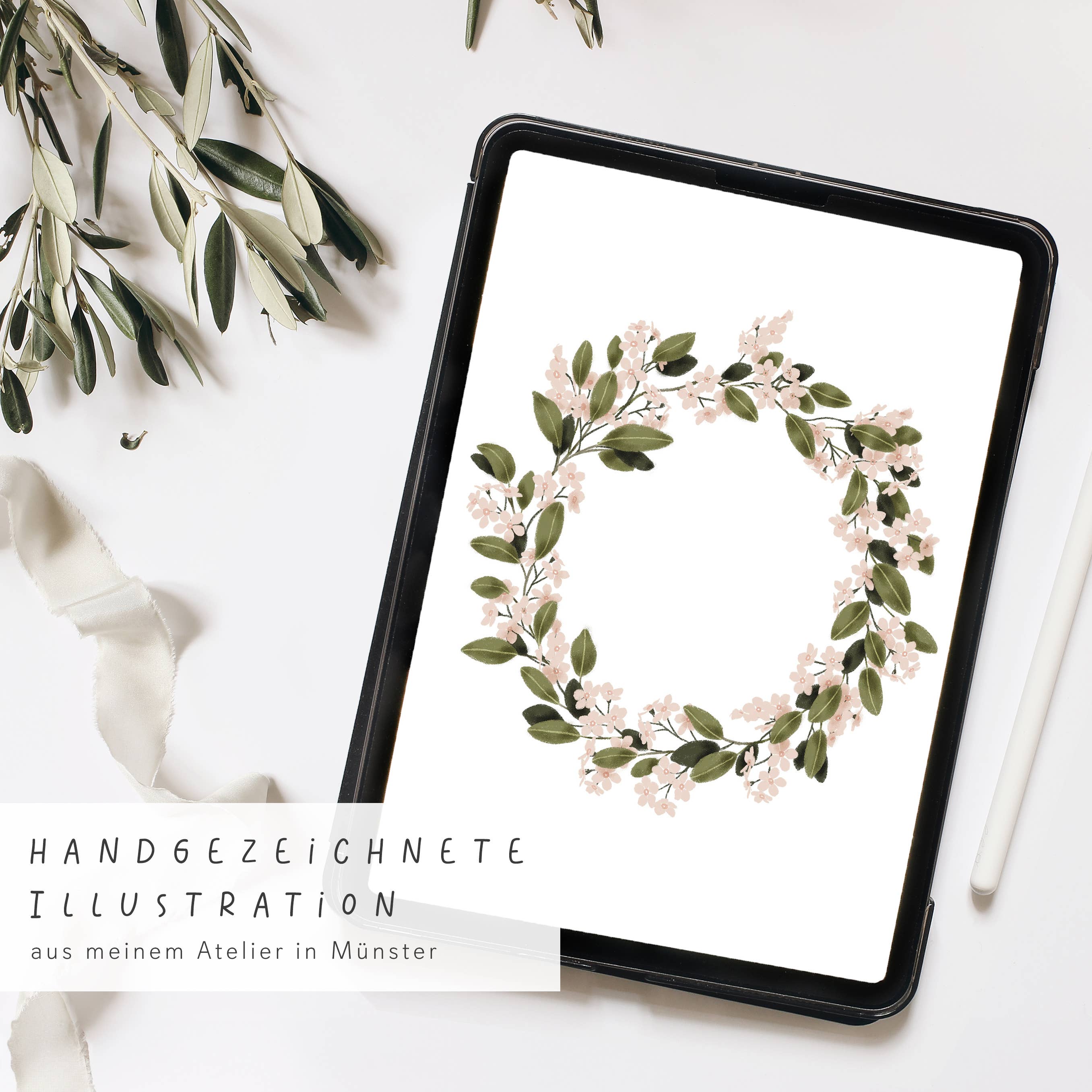 Wildblumen Atelier – Großhandel Postkarten – Osterkarte Blumenkranz Frohe Ostern, FSC zertifiziert2