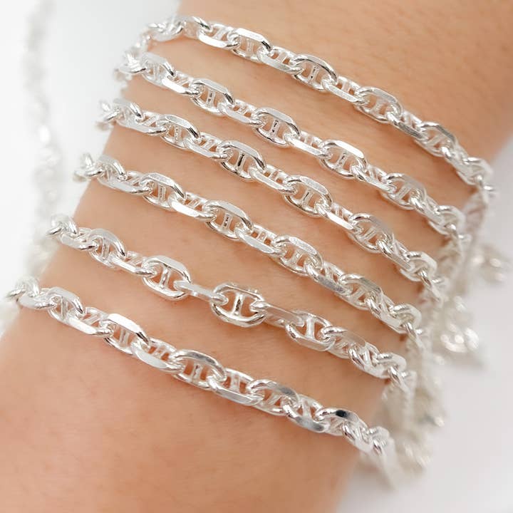 Y10SS. Sterling Silver Diamond Cut Marina Chain for wholesale by Jewels & Chains