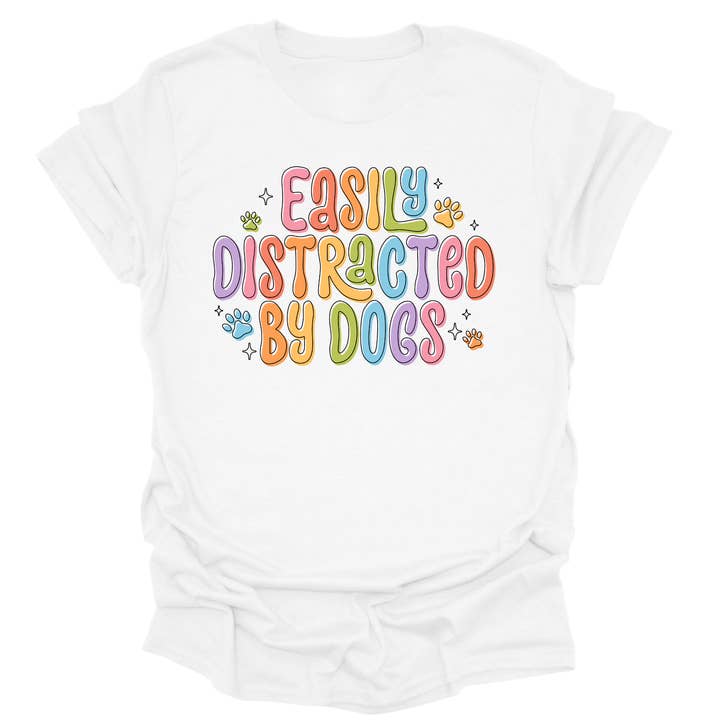 EASILY DISTRACTED - WHITE TSHIRT for wholesale by DAPPER DEXTER