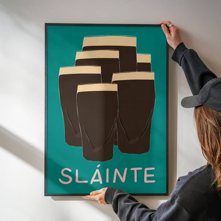 Sláinte 'Cheers' Guinness Print for wholesale by Twisted Rebel Designs