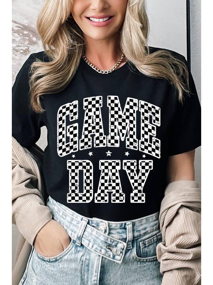 Pink Irene Wholesale - Wholesale T-Shirt (Graphic) - Women's - Checkered Game Day Graphic Tee4